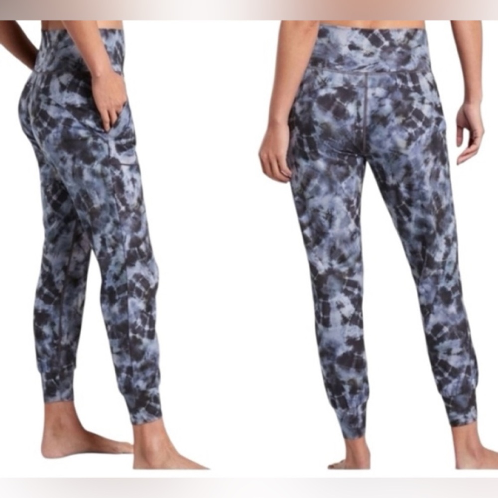 Athleta Salutation Printed Jogger tie-dye style,Calypso Navy Large - Picture 2 of 8